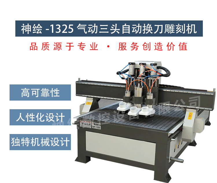 神绘SH-1325汽缸三头木门橱柜门专用数控木工雕刻机